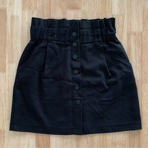 Zara TRF Collection Black Button Front Paper Bag Waist Skirt